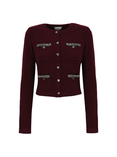 Cardigan in boucle' rouge noire Elisabetta Franchi | MK17S47E2CG3